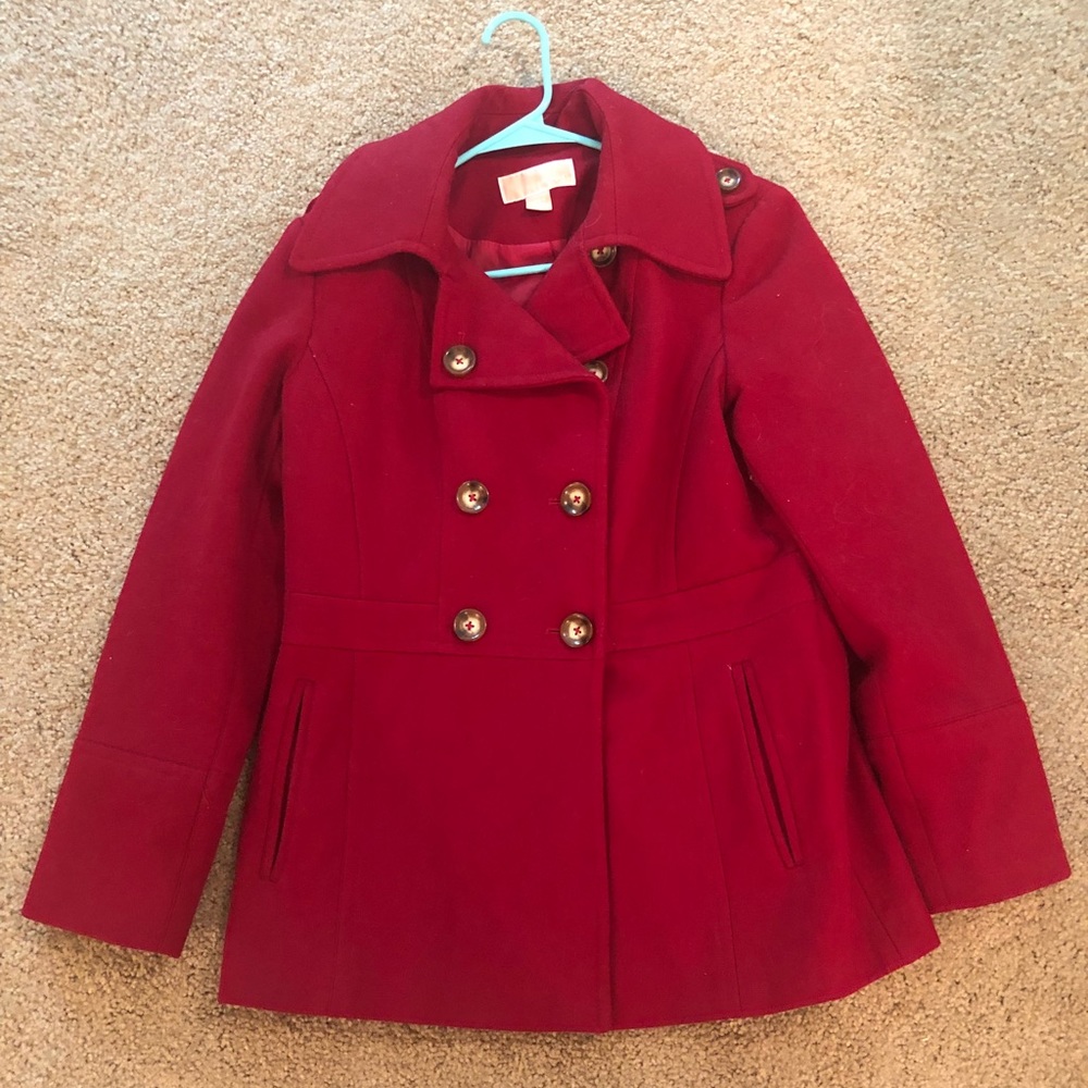 Michael Kors Red Pea Coat Size Medium